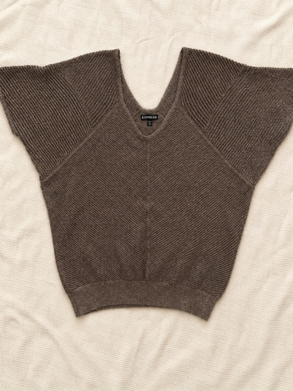 Express Bronze Metallic Open Knit Dolman Sleeve Sweater Top M